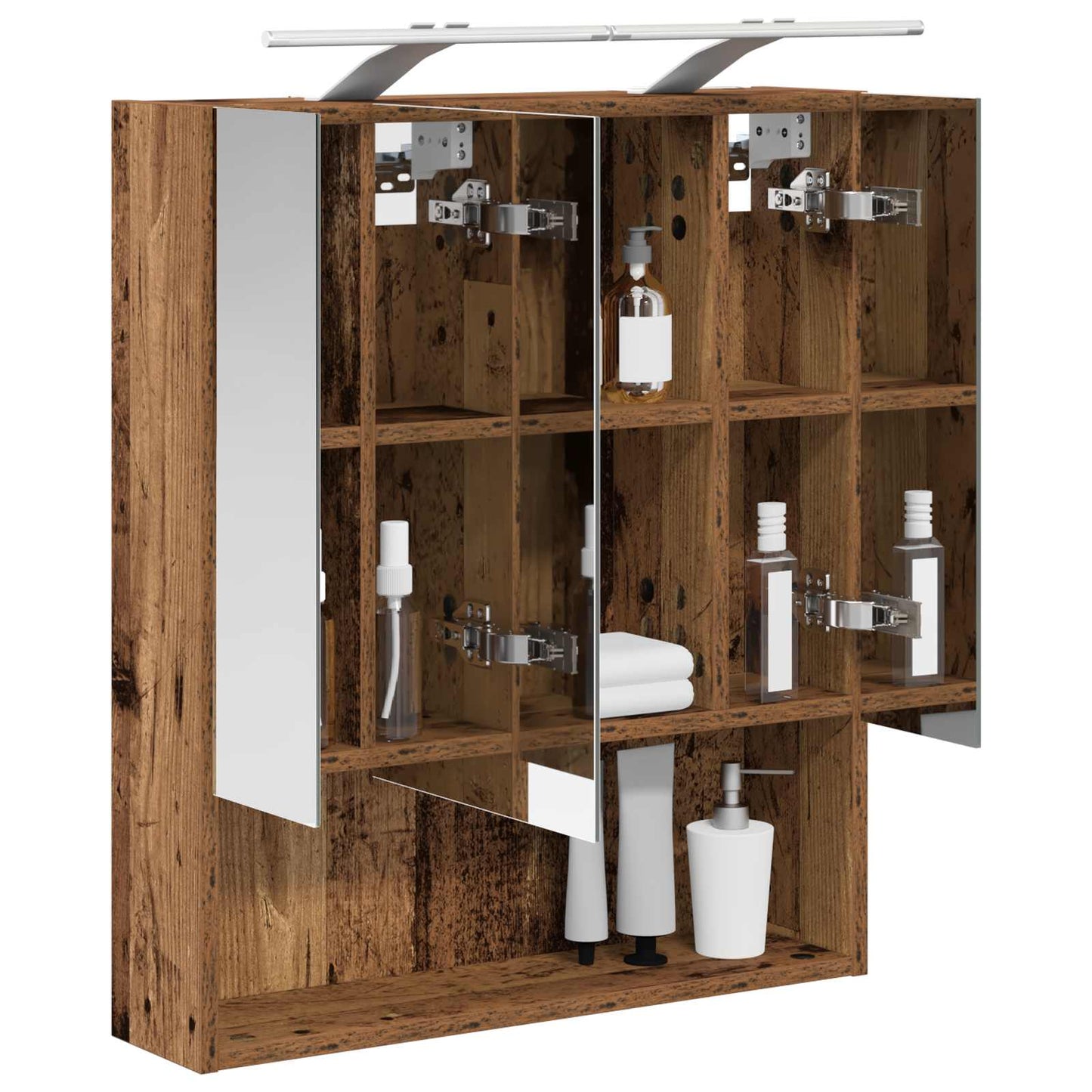 vidaXL Bathroom Mirror Cabinet with Shelf Old Wood 60 x 14.5 x 70 cm