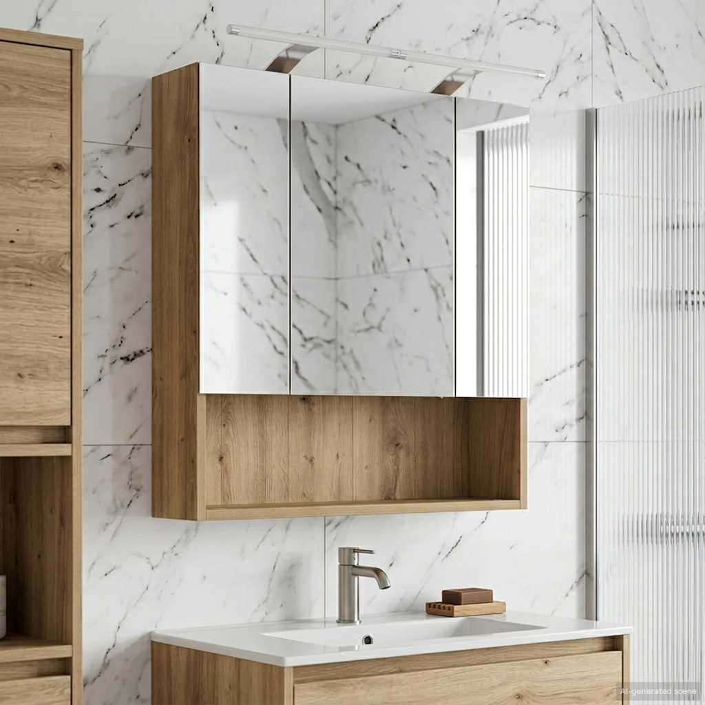 vidaXL Bathroom Mirror Cabinet Artisian Oak 60 x 14.5 x 70 cm