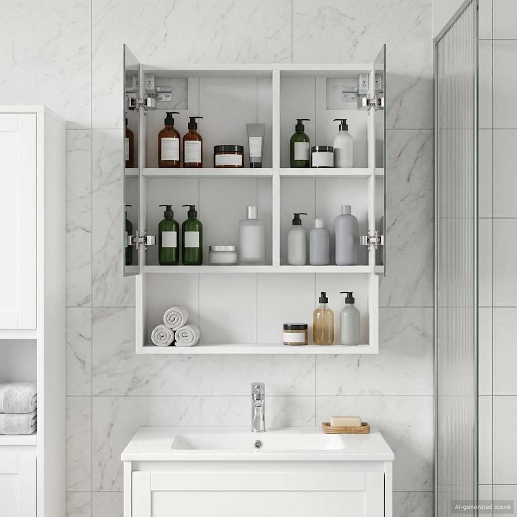 vidaXL Bathroom Mirror Cabinet White 50 x 14.5 x 70 cm Engineered wood