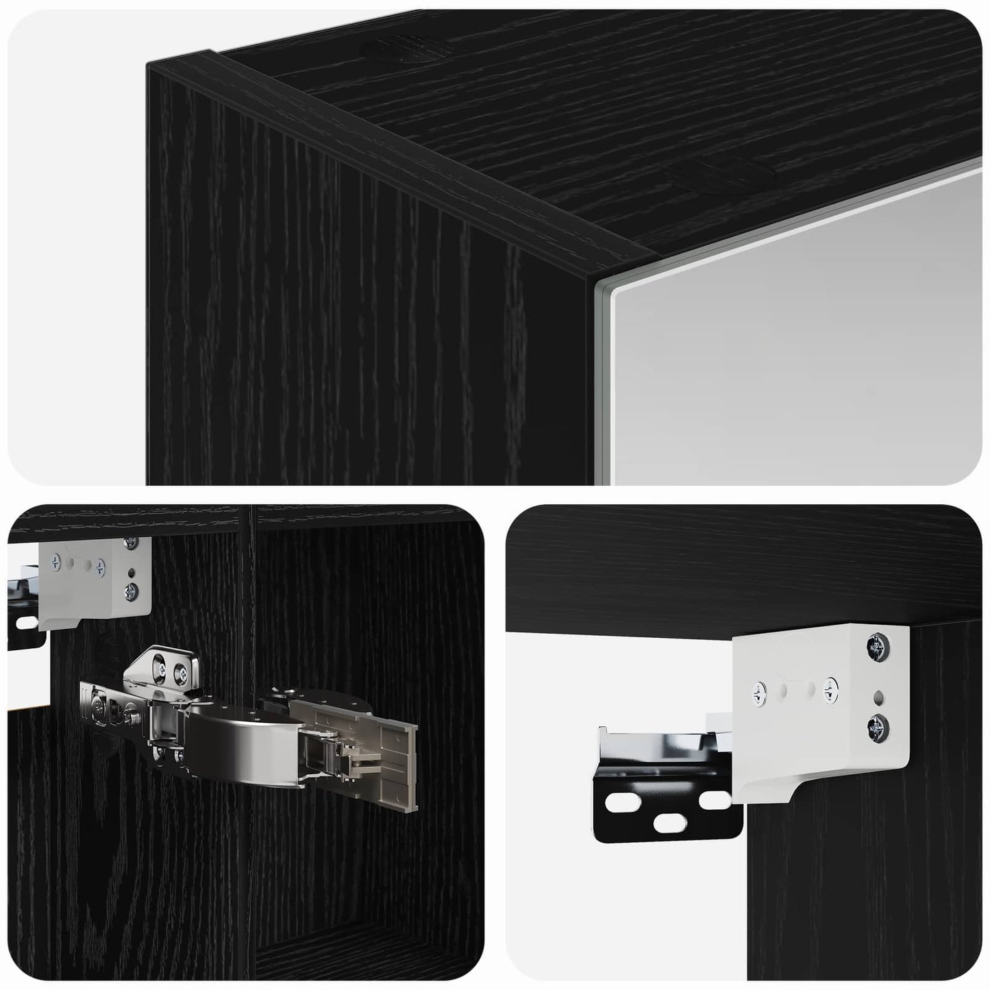 vidaXL Bathroom Mirror Cabinet with Shelf Black Oak 50 x 14.5 x 70 cm
