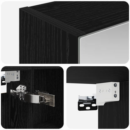 vidaXL Bathroom Mirror Cabinet with Shelf Black Oak 50 x 14.5 x 70 cm