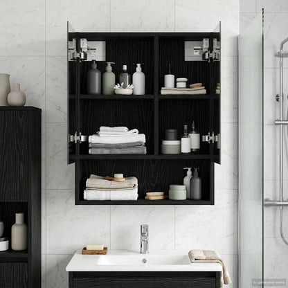 vidaXL Bathroom Mirror Cabinet with Shelf Black Oak 50 x 14.5 x 70 cm