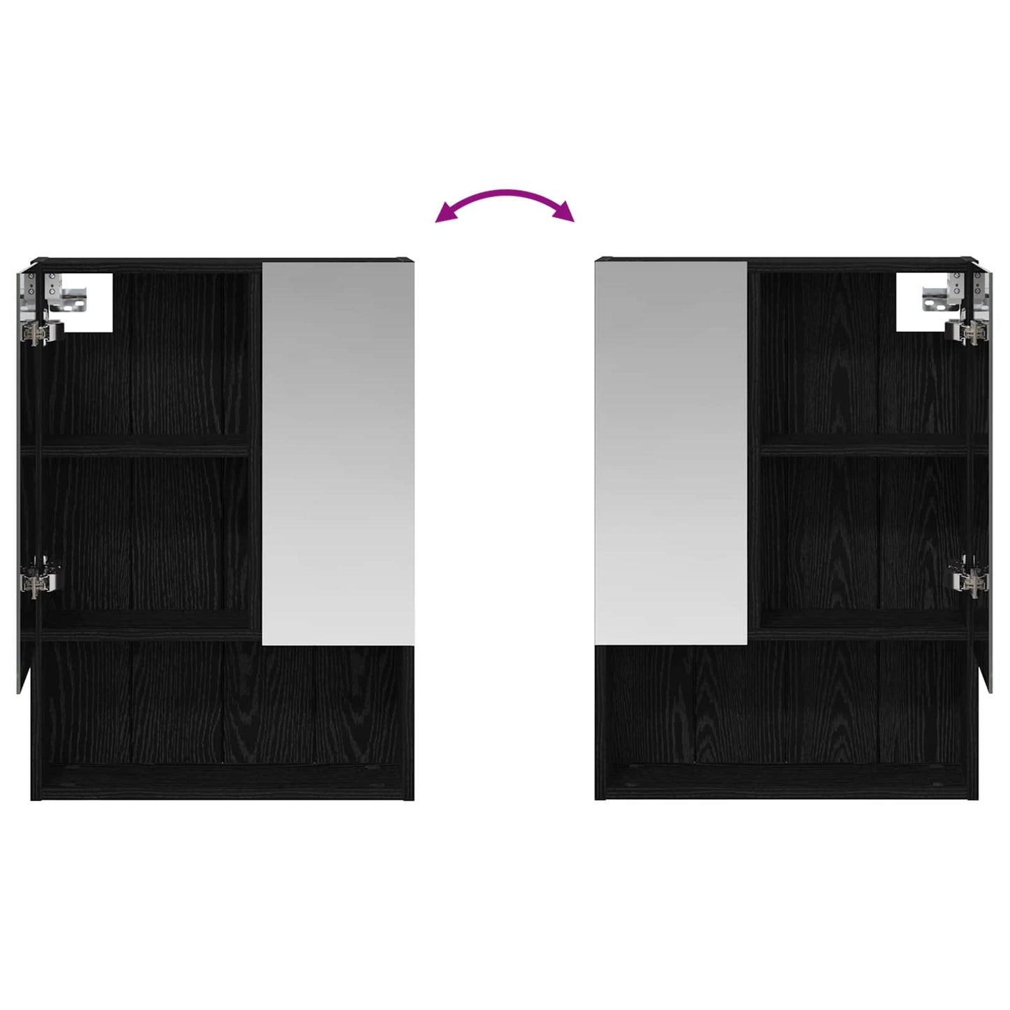 vidaXL Bathroom Mirror Cabinet with Shelf Black Oak 50 x 14.5 x 70 cm