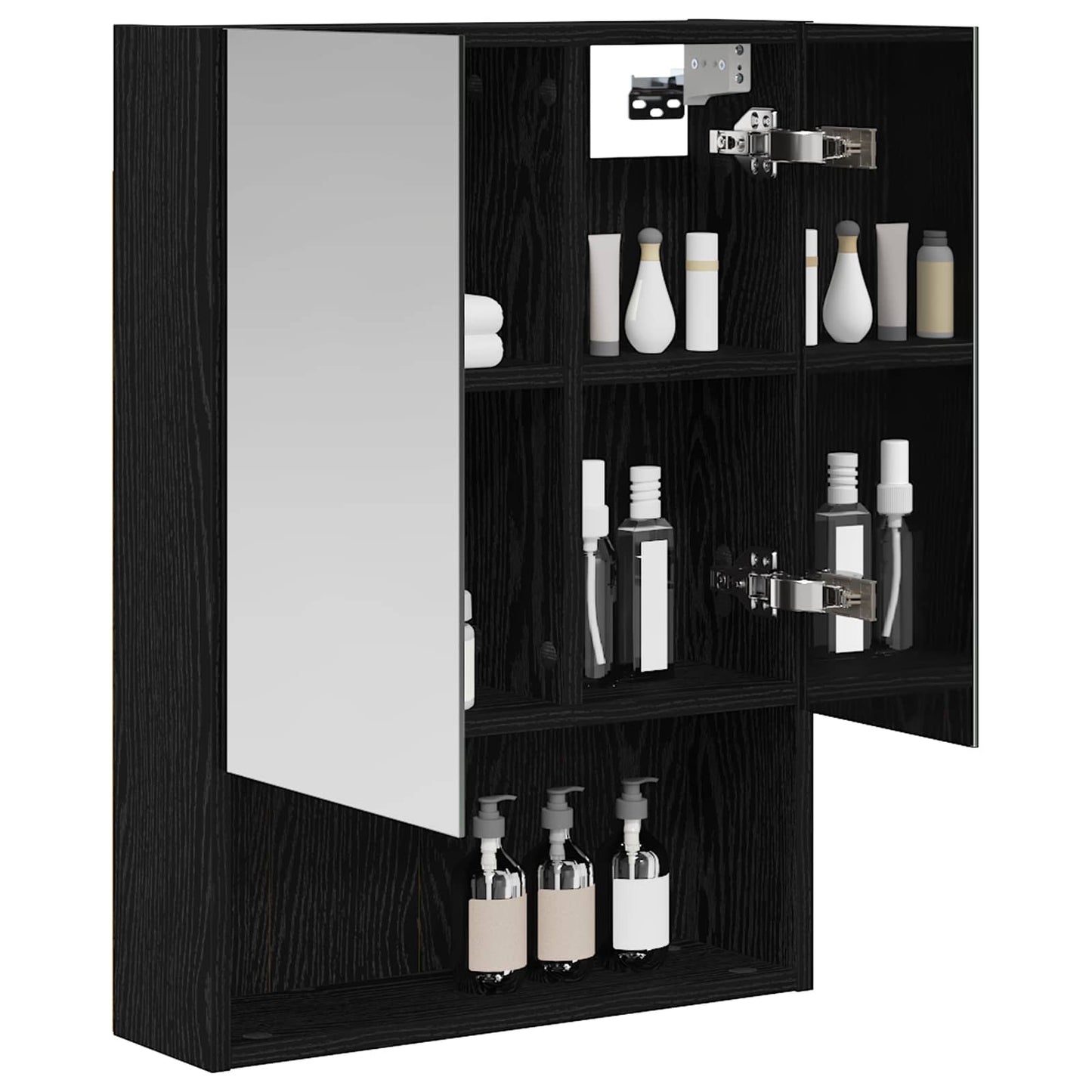 vidaXL Bathroom Mirror Cabinet with Shelf Black Oak 50 x 14.5 x 70 cm