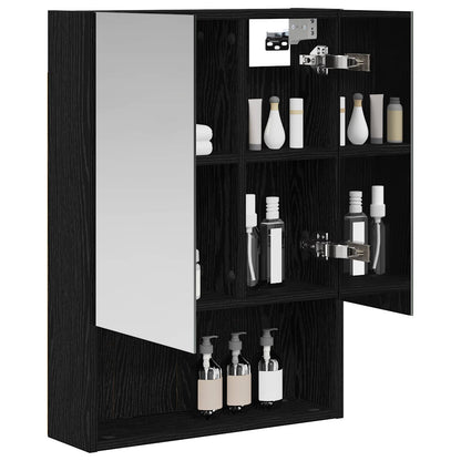 vidaXL Bathroom Mirror Cabinet with Shelf Black Oak 50 x 14.5 x 70 cm