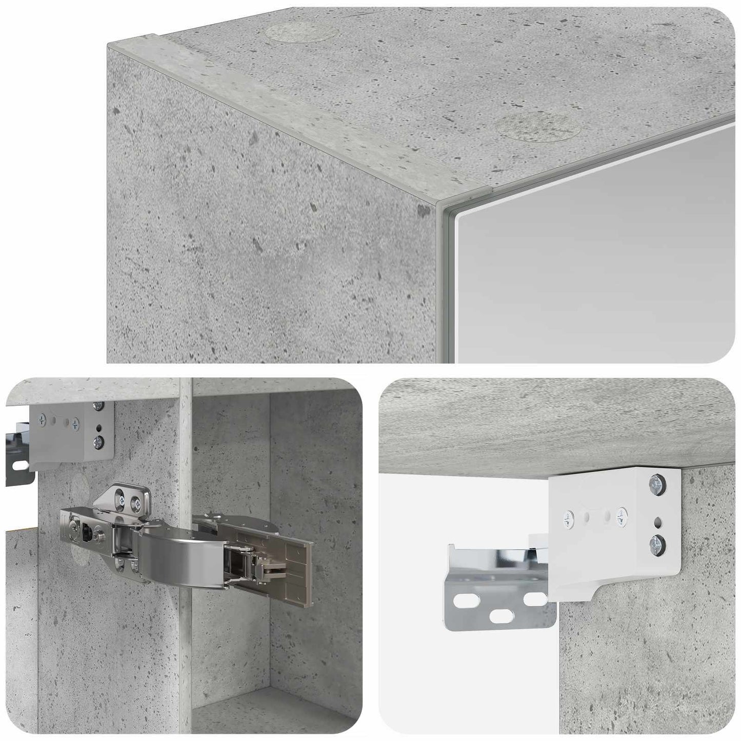 vidaXL Bathroom Mirror Cabinet Concrete Grey 50 x 14.5 x 70 cm