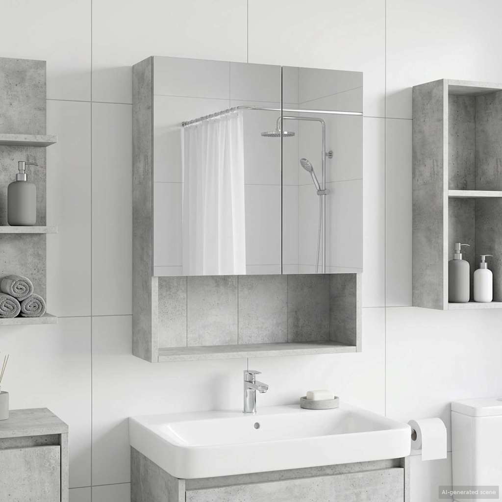 vidaXL Bathroom Mirror Cabinet Concrete Grey 50 x 14.5 x 70 cm