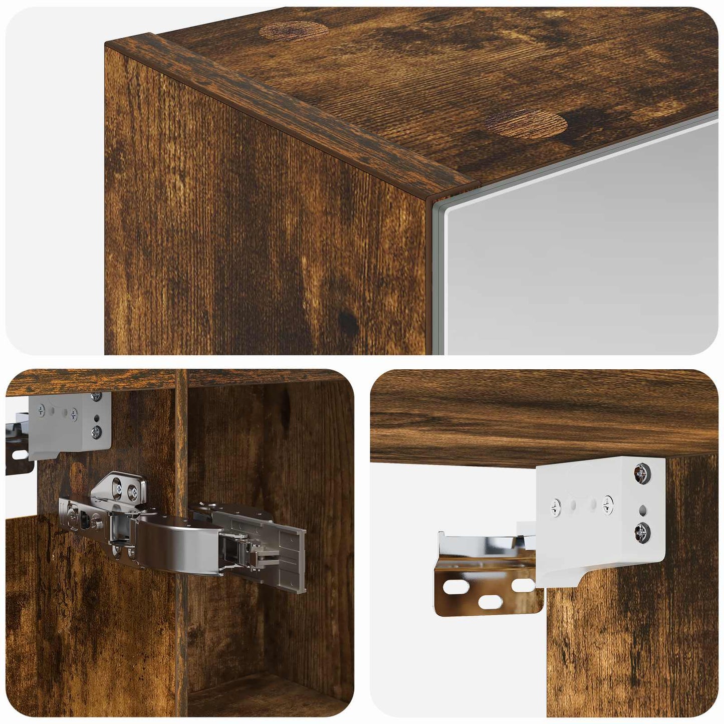 vidaXL Bathroom Mirror Cabinet Smoked Oak 50 x 14.5 x 70 cm