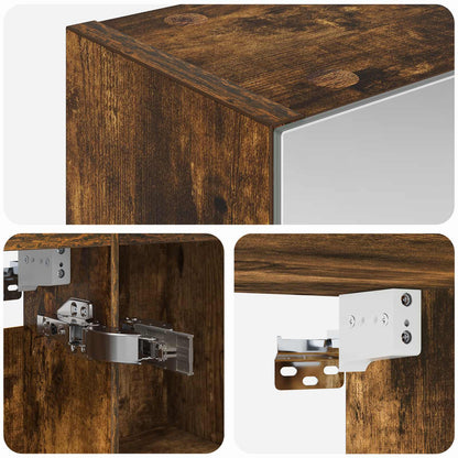 vidaXL Bathroom Mirror Cabinet Smoked Oak 50 x 14.5 x 70 cm