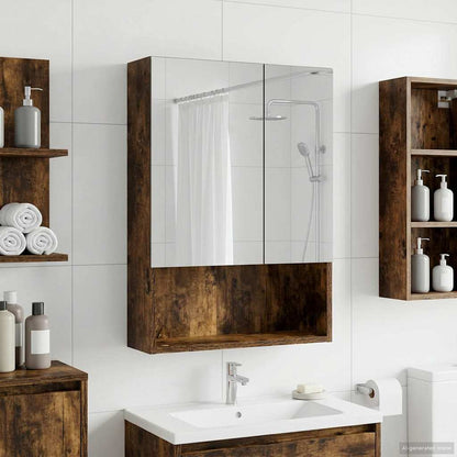 vidaXL Bathroom Mirror Cabinet Smoked Oak 50 x 14.5 x 70 cm