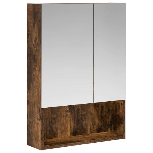 vidaXL Bathroom Mirror Cabinet with Shelf Smoked Oak 50 x 14.5 x 70 cm