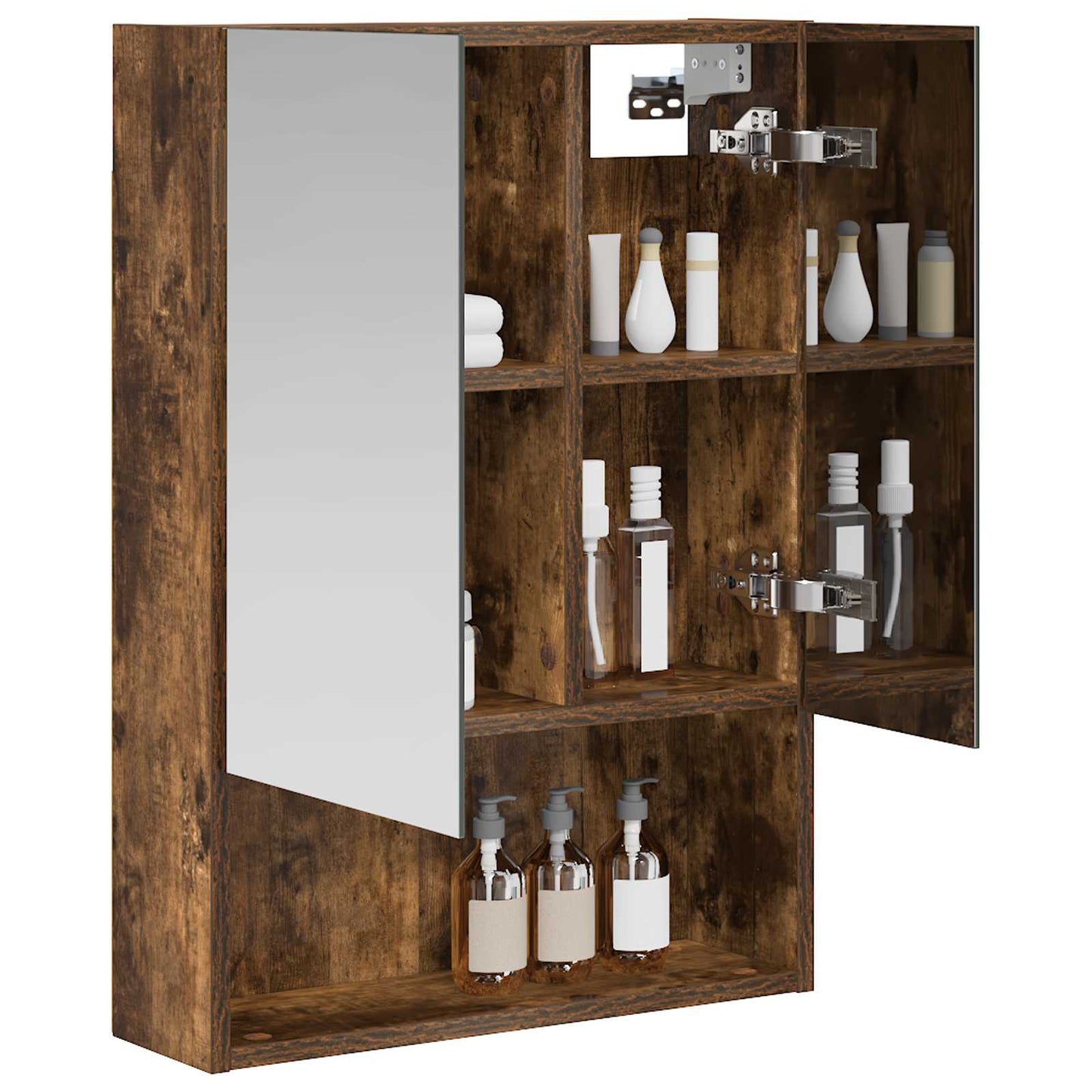 vidaXL Bathroom Mirror Cabinet Smoked Oak 50 x 14.5 x 70 cm