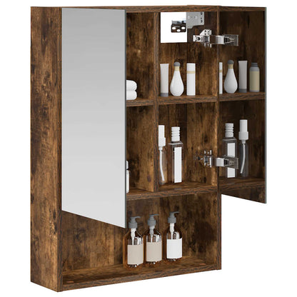 vidaXL Bathroom Mirror Cabinet Smoked Oak 50 x 14.5 x 70 cm