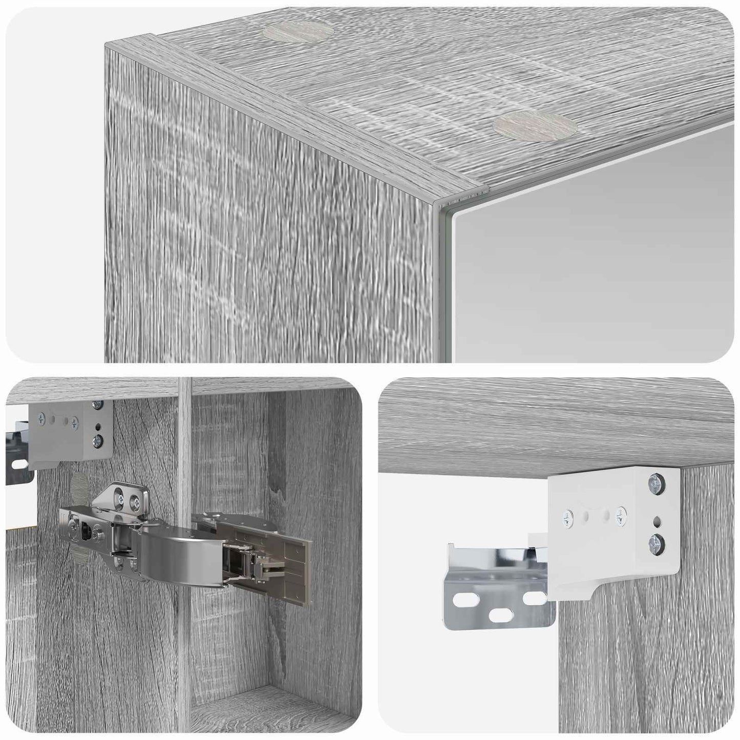 vidaXL Bathroom Mirror Cabinet with Door Grey Sonoma 50 x 14.5 x 70 cm