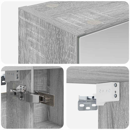 vidaXL Bathroom Mirror Cabinet with Door Grey Sonoma 50 x 14.5 x 70 cm