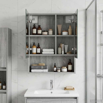 vidaXL Bathroom Mirror Cabinet with Door Grey Sonoma 50 x 14.5 x 70 cm
