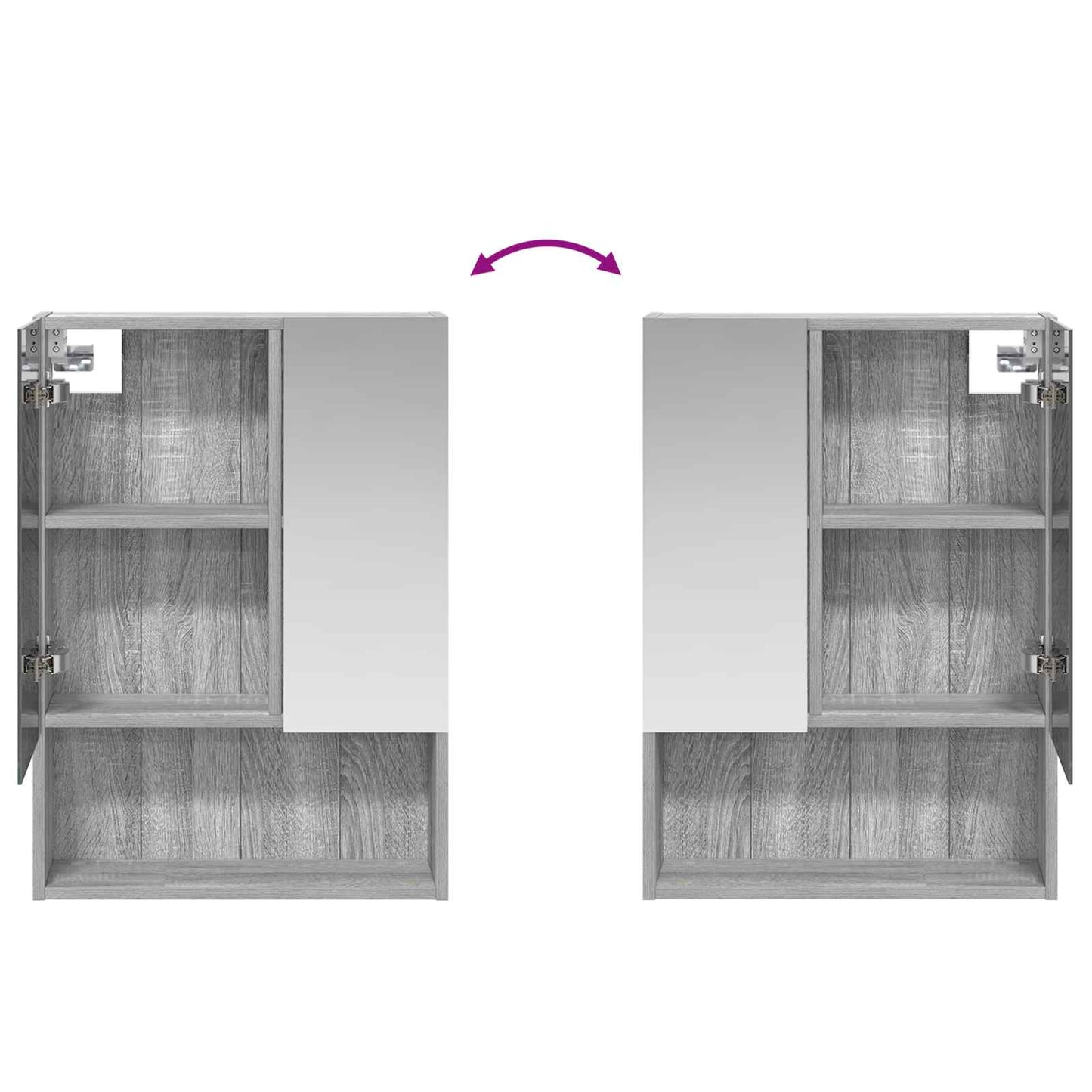 vidaXL Bathroom Mirror Cabinet with Door Grey Sonoma 50 x 14.5 x 70 cm