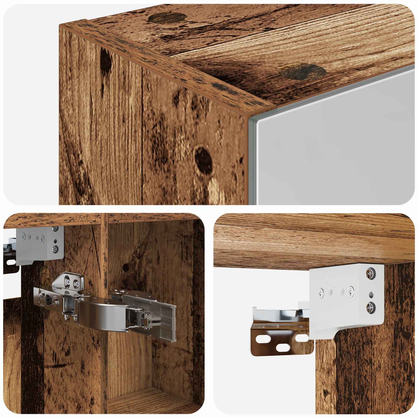 vidaXL Bathroom Mirror Cabinet with Shelf Old Wood 50 x 14.5 x 70 cm