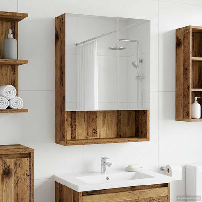 vidaXL Bathroom Mirror Cabinet with Shelf Old Wood 50 x 14.5 x 70 cm