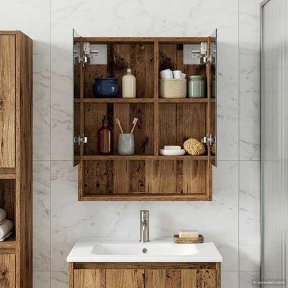 vidaXL Bathroom Mirror Cabinet with Shelf Old Wood 50 x 14.5 x 70 cm
