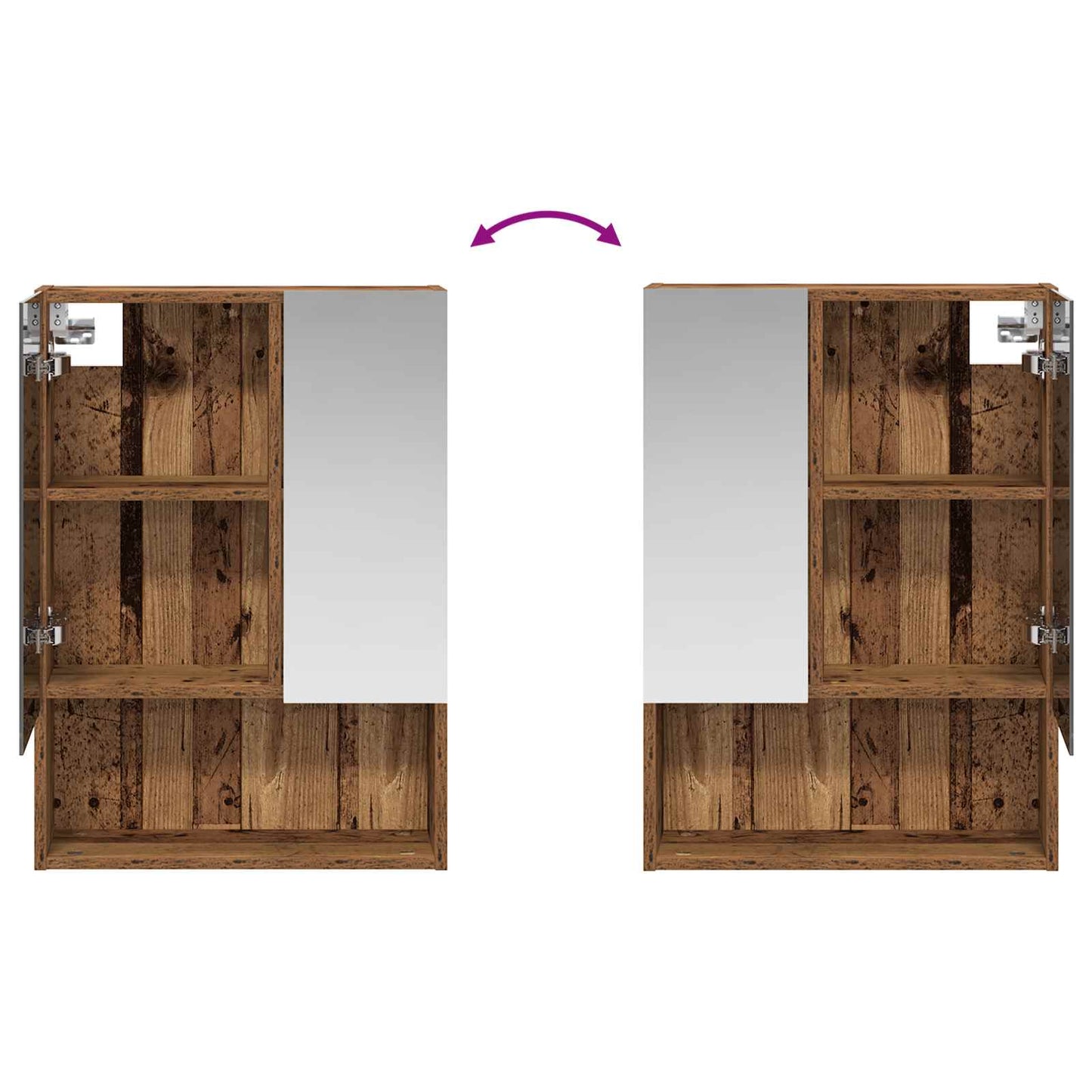 vidaXL Bathroom Mirror Cabinet with Shelf Old Wood 50 x 14.5 x 70 cm