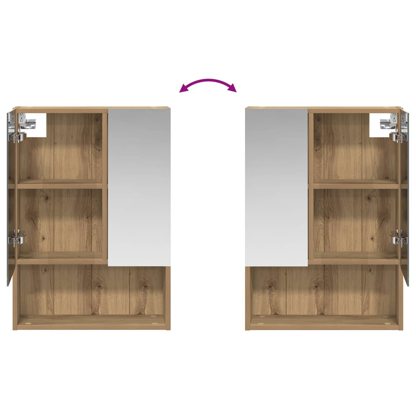 vidaXL Bathroom Mirror Cabinet Artisian Oak 50 x 14.5 x 70 cm