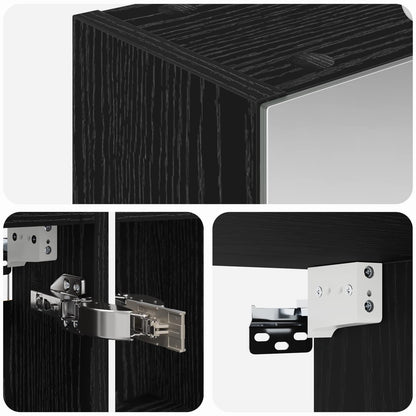 vidaXL Bathroom Mirror Cabinet with Shelf Black Oak 50 x 14.5 x 70 cm