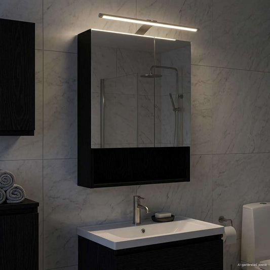 vidaXL Bathroom Mirror Cabinet with Shelf Black Oak 50 x 14.5 x 70 cm