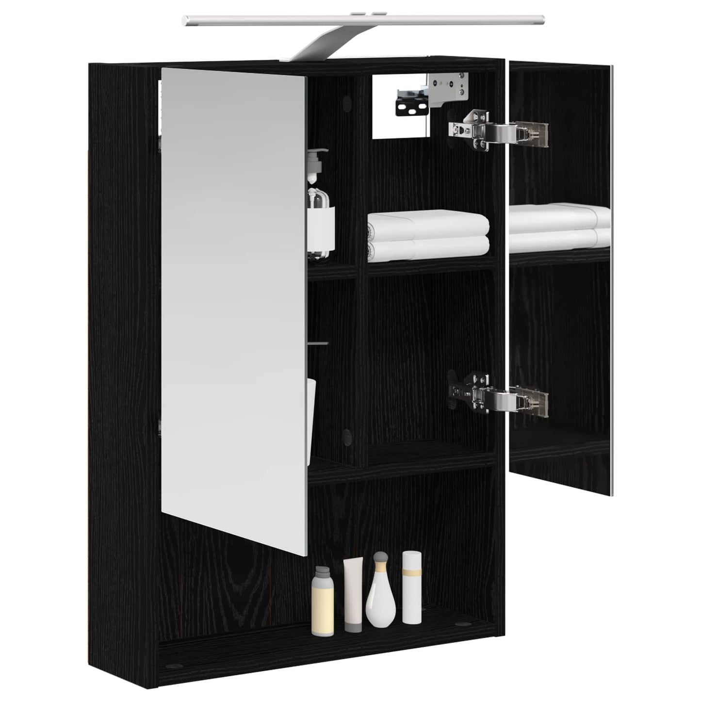 vidaXL Bathroom Mirror Cabinet with Shelf Black Oak 50 x 14.5 x 70 cm