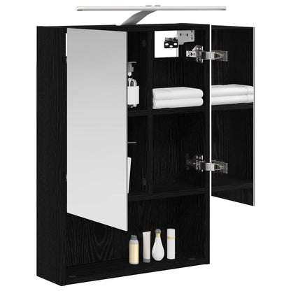vidaXL Bathroom Mirror Cabinet with Shelf Black Oak 50 x 14.5 x 70 cm