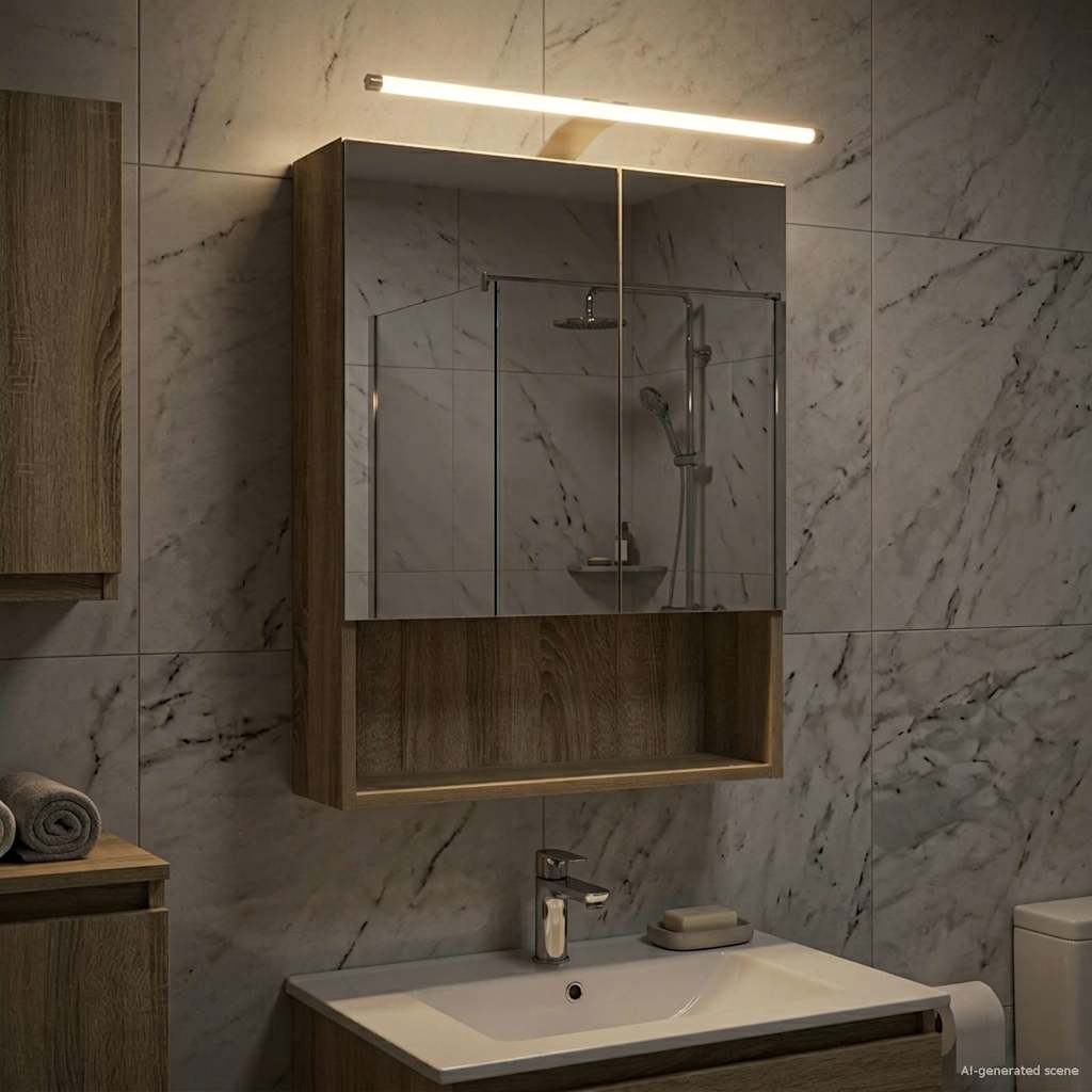 vidaXL Bathroom Mirror Cabinet with Shelf Sonoma Oak 50 x 14.5 x 70 cm