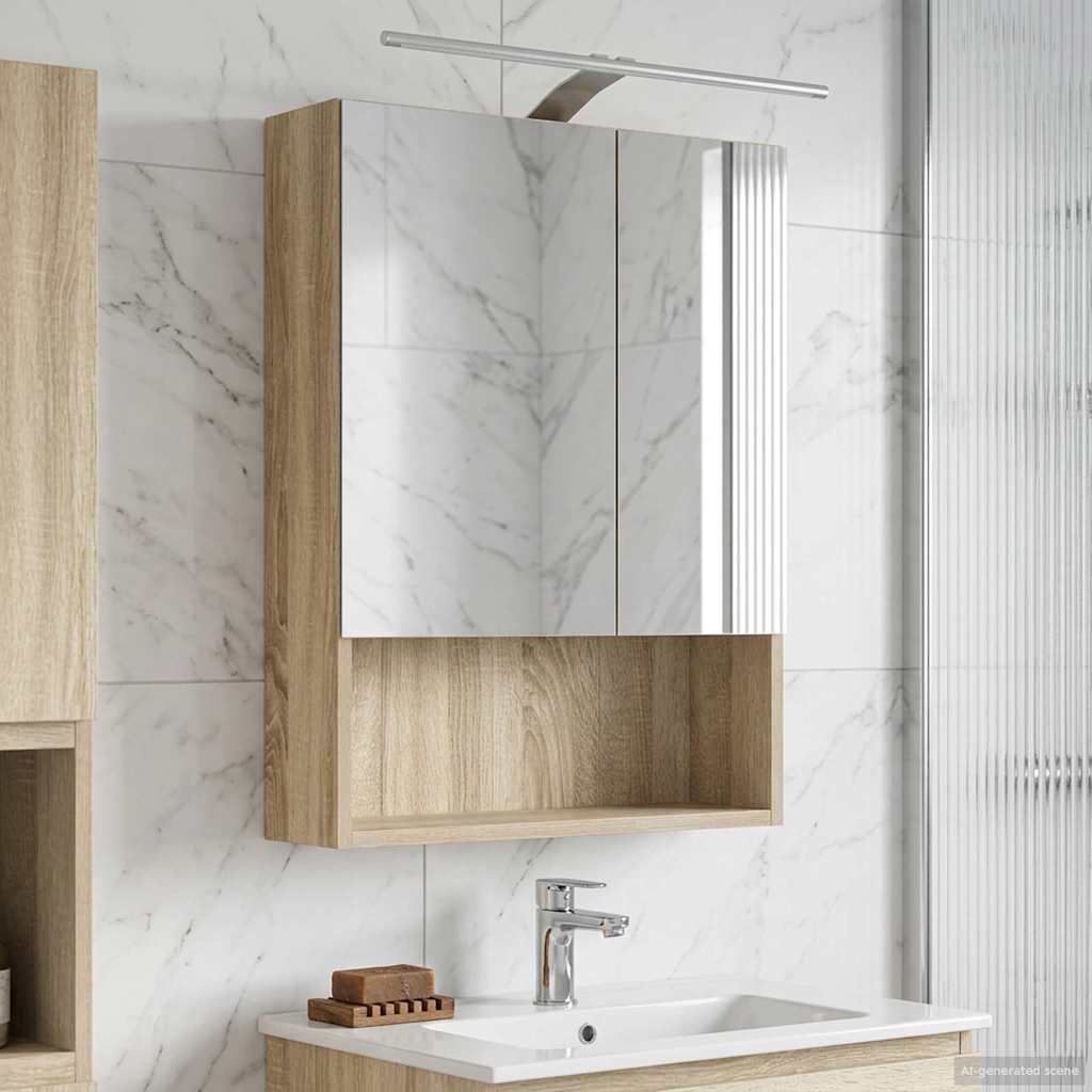vidaXL Bathroom Mirror Cabinet with Shelf Sonoma Oak 50 x 14.5 x 70 cm