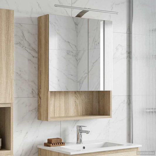 vidaXL Bathroom Mirror Cabinet with Shelf Sonoma Oak 50 x 14.5 x 70 cm