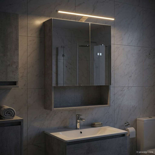 vidaXL Bathroom Mirror Cabinet Concrete Grey 50 x 14.5 x 70 cm