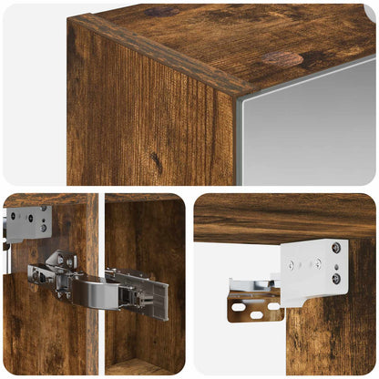 vidaXL Bathroom Mirror Cabinet with Shelf Smoked Oak 50 x 14.5 x 70 cm