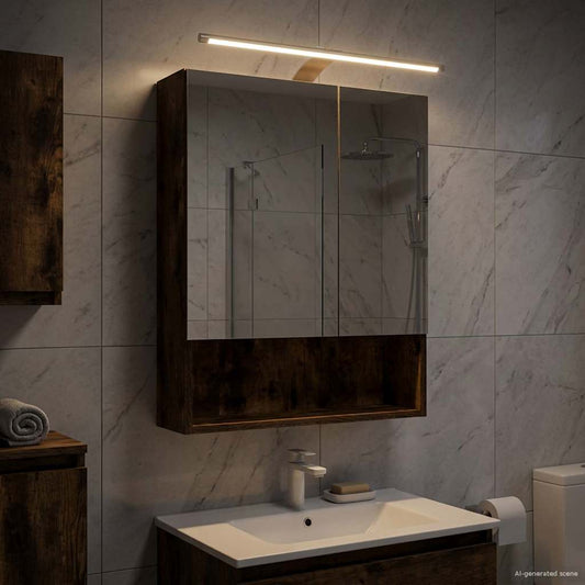 vidaXL Bathroom Mirror Cabinet with Shelf Smoked Oak 50 x 14.5 x 70 cm