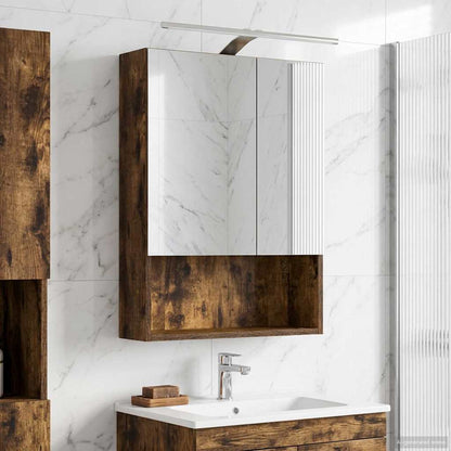 vidaXL Bathroom Mirror Cabinet with Shelf Smoked Oak 50 x 14.5 x 70 cm