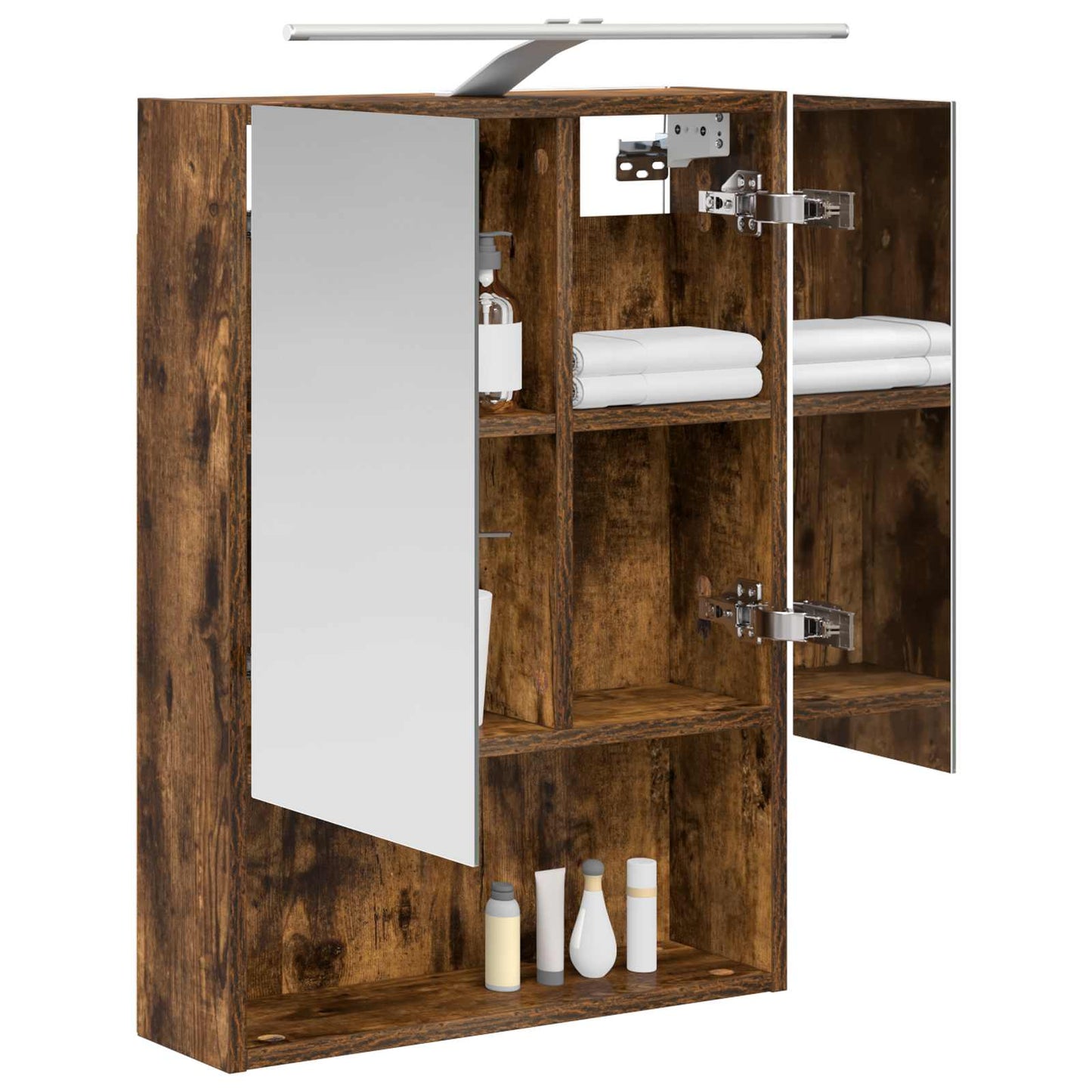 vidaXL Bathroom Mirror Cabinet with Shelf Smoked Oak 50 x 14.5 x 70 cm