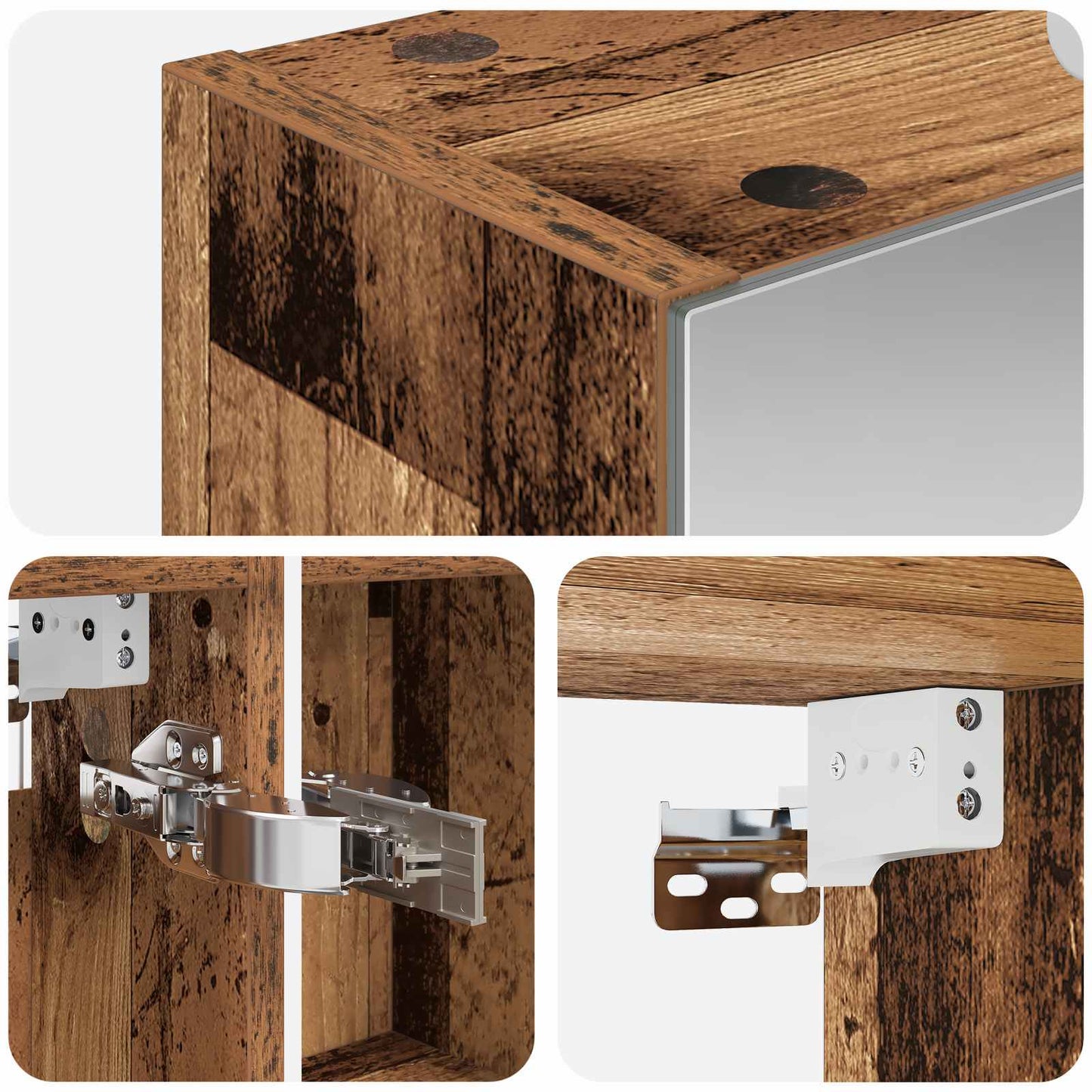 vidaXL Bathroom Mirror Cabinet with Shelf Old Wood 50 x 14.5 x 70 cm