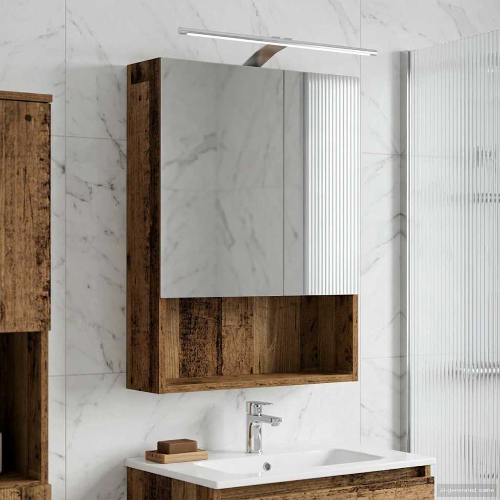 vidaXL Bathroom Mirror Cabinet with Shelf Old Wood 50 x 14.5 x 70 cm