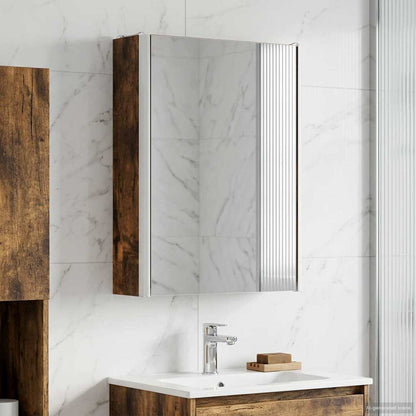 vidaXL Bathroom Mirror Cabinet Smoked Oak 33 x 11.5 x 50 cm