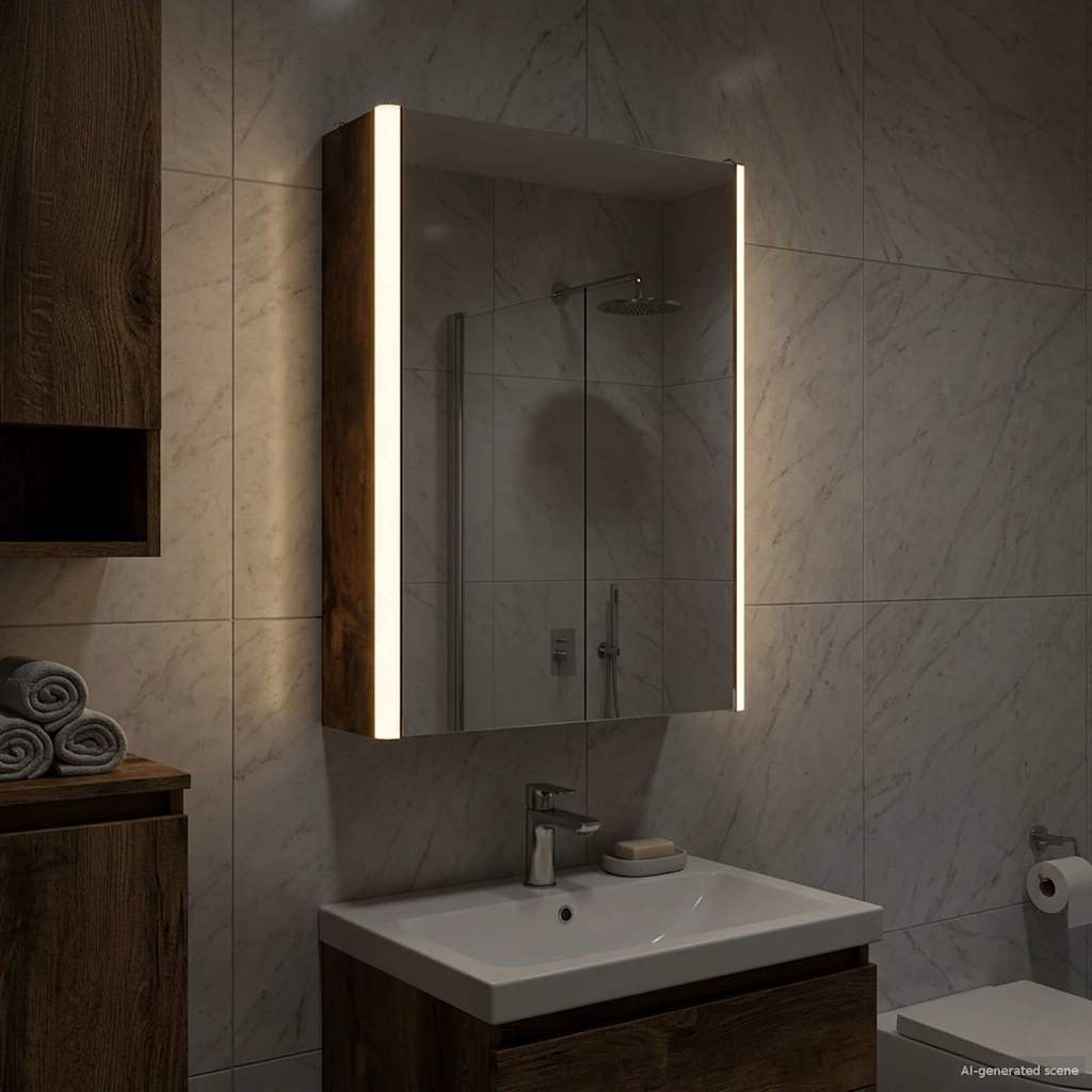 vidaXL Bathroom Mirror Cabinet Smoked Oak 33 x 11.5 x 50 cm