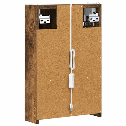 vidaXL Bathroom Mirror Cabinet Smoked Oak 33 x 11.5 x 50 cm