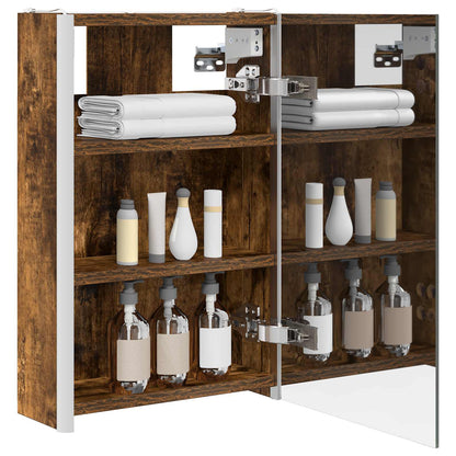 vidaXL Bathroom Mirror Cabinet Smoked Oak 33 x 11.5 x 50 cm
