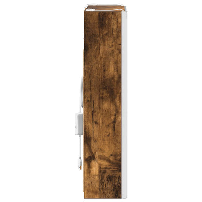 vidaXL Bathroom Mirror Cabinet Smoked Oak 33 x 11.5 x 50 cm