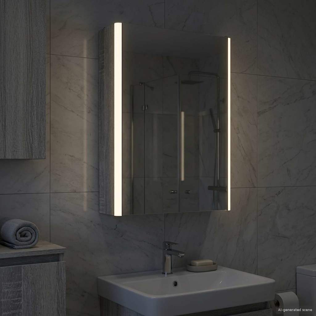 vidaXL Bathroom Mirror Cabinet Grey Sonoma 33 x 11.5 x 50 cm