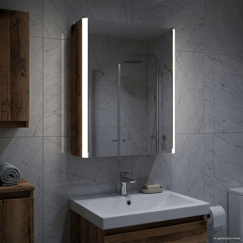 vidaXL Bathroom Mirror Cabinet Old Wood 33 x 11.5 x 50 cm