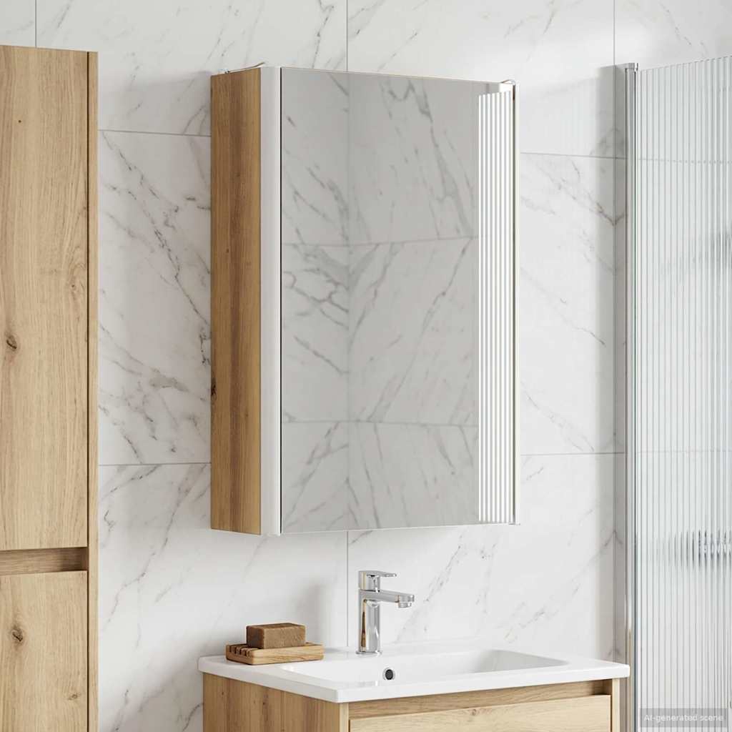 vidaXL Bathroom Mirror Cabinet Artisian Oak 33 x 11.5 x 50 cm