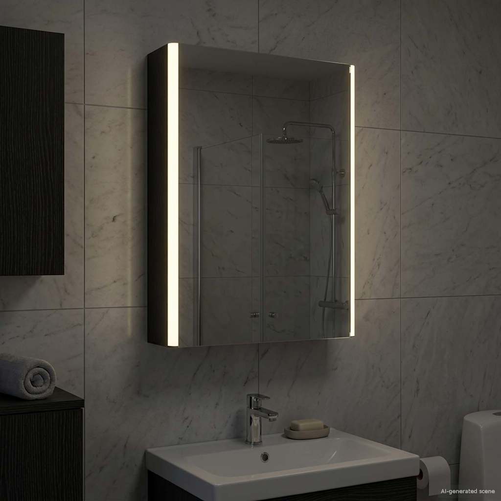 vidaXL Bathroom Mirror Cabinet Black Oak 43 x 11.5 x 60.5 cm