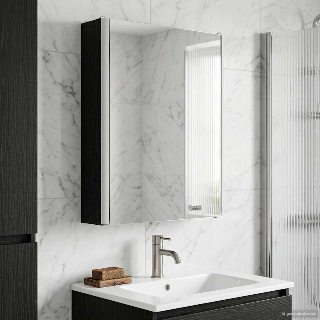 vidaXL Bathroom Mirror Cabinet Black Oak 43 x 11.5 x 60.5 cm